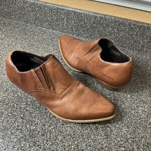 Durango Slip On Brown Leather Classic Western Ankle Bootie Womens 9M Pointed Toe